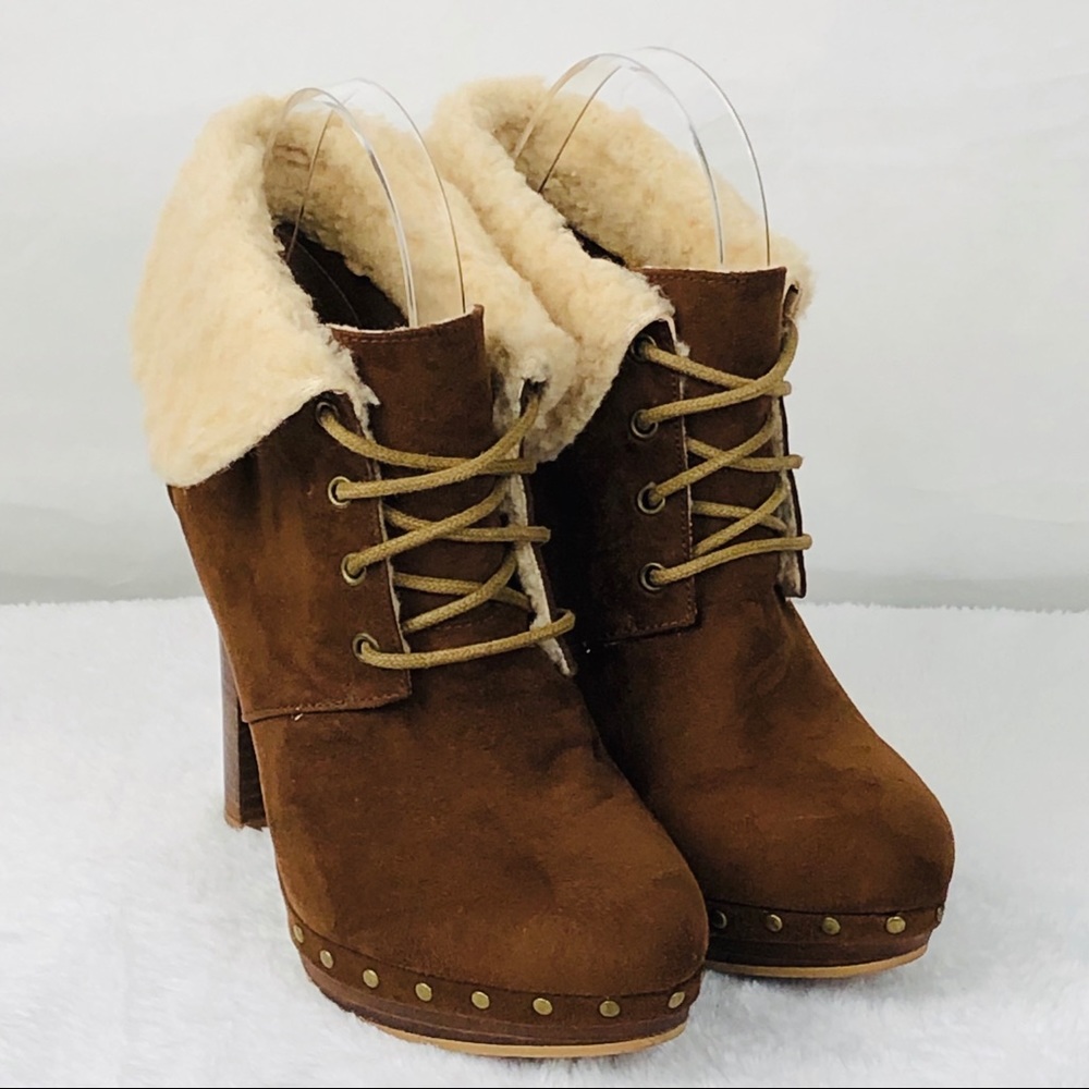 FOREVER 21 Platform Booties with Stacked Heels